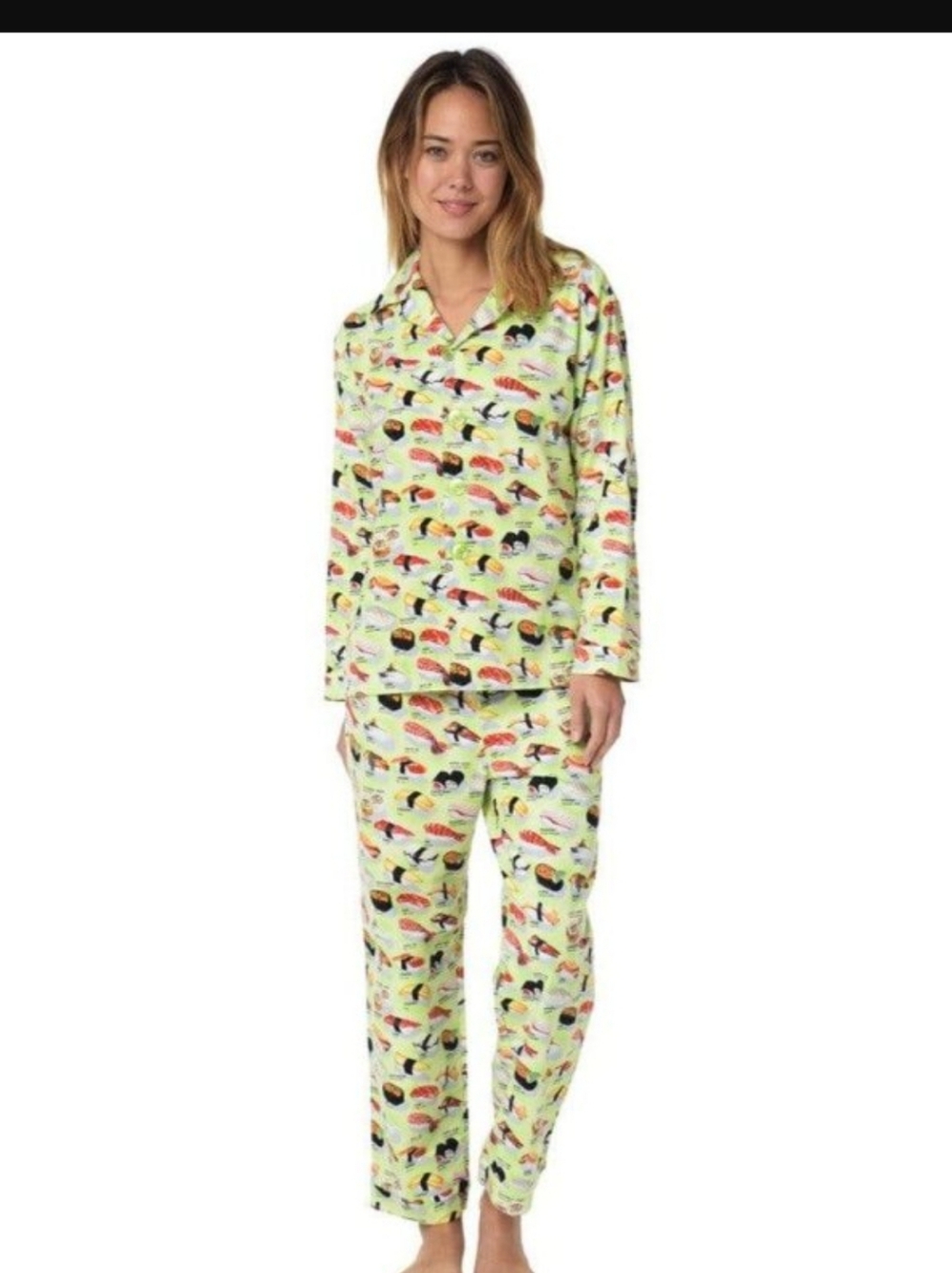Vintage Y2K Cat's Pajamas Sushi Flannel Pajama Set Buffy Wasabi Small 🍣🍣 - Picture 16 of 16